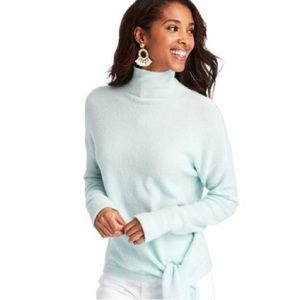 Vineyard Vines Tie Waist Mock Neck Sweater Wool Mint Green Women's Medium/small